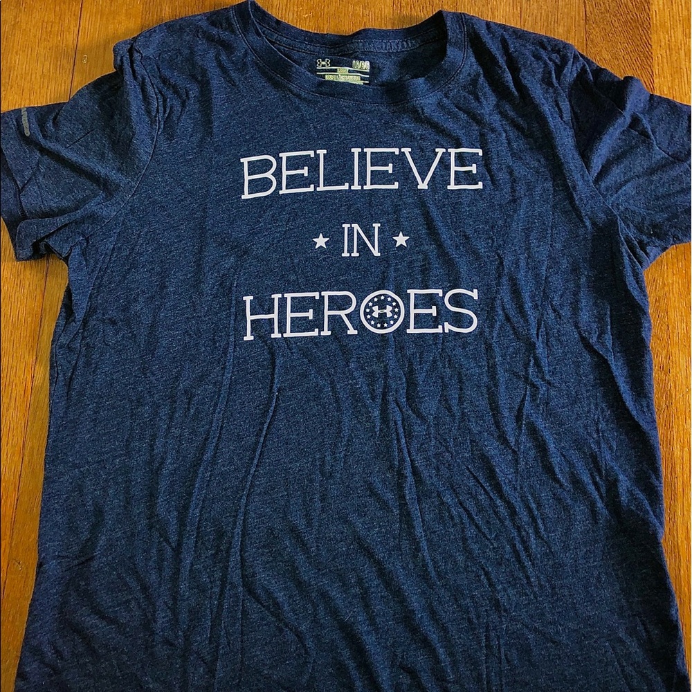 Women’s believe in heroes under armour shirt